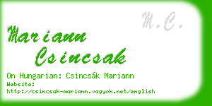 mariann csincsak business card