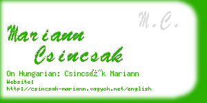 mariann csincsak business card